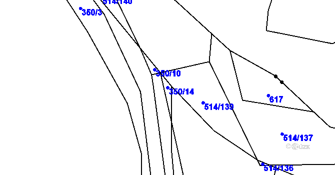 Parcela st. 350/14 v KÚ Mnětice, Katastrální mapa
