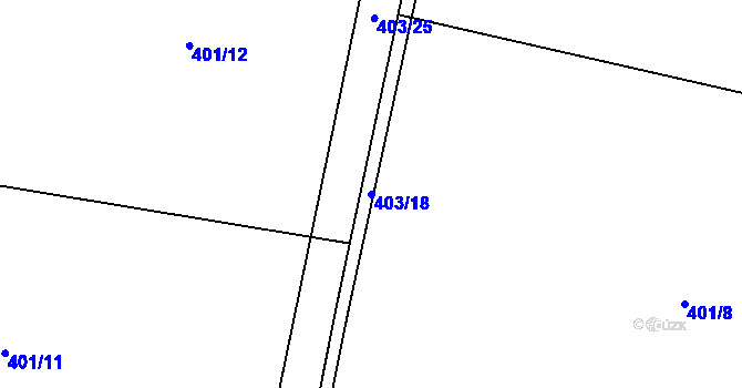 Parcela st. 403/18 v KÚ Mnětice, Katastrální mapa