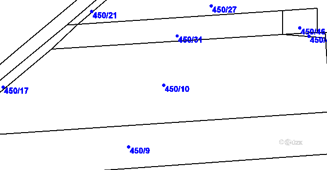 Parcela st. 450/10 v KÚ Mnětice, Katastrální mapa