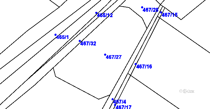 Parcela st. 467/27 v KÚ Mnětice, Katastrální mapa