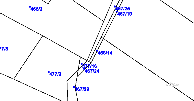 Parcela st. 468/14 v KÚ Mnětice, Katastrální mapa