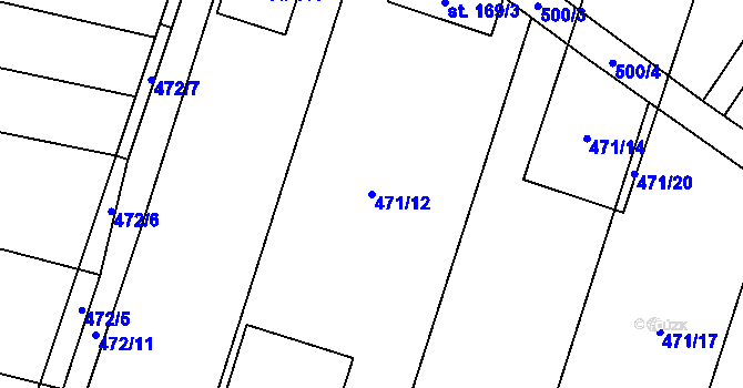 Parcela st. 471/12 v KÚ Mnětice, Katastrální mapa