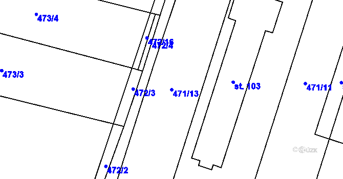 Parcela st. 471/13 v KÚ Mnětice, Katastrální mapa