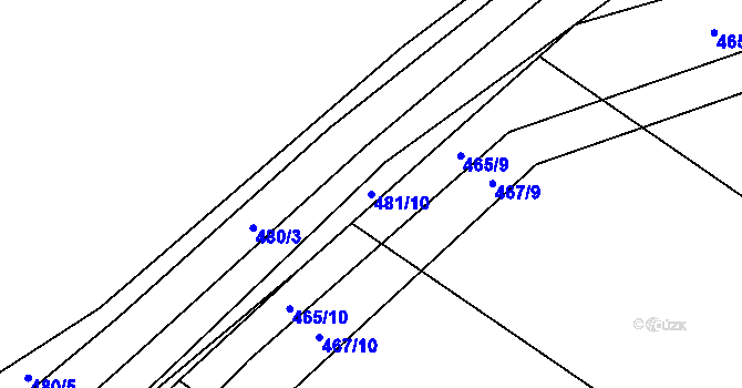 Parcela st. 481/10 v KÚ Mnětice, Katastrální mapa