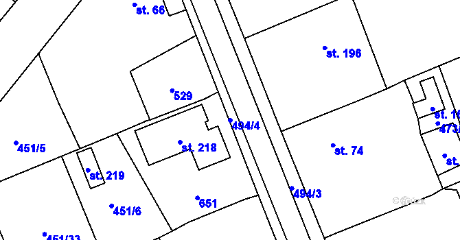 Parcela st. 494/4 v KÚ Mnětice, Katastrální mapa