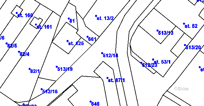 Parcela st. 512/14 v KÚ Mnětice, Katastrální mapa