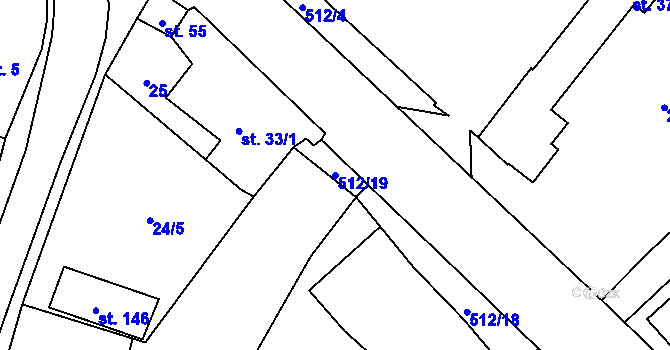 Parcela st. 512/19 v KÚ Mnětice, Katastrální mapa