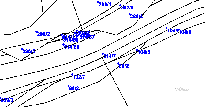 Parcela st. 514/7 v KÚ Mnětice, Katastrální mapa