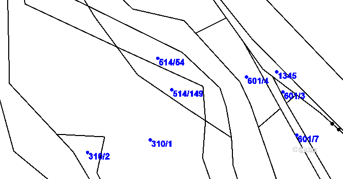 Parcela st. 514/149 v KÚ Mnětice, Katastrální mapa
