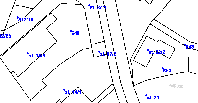 Parcela st. 87/2 v KÚ Mnětice, Katastrální mapa