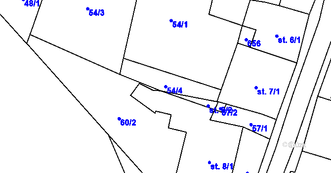 Parcela st. 54/4 v KÚ Mnětice, Katastrální mapa