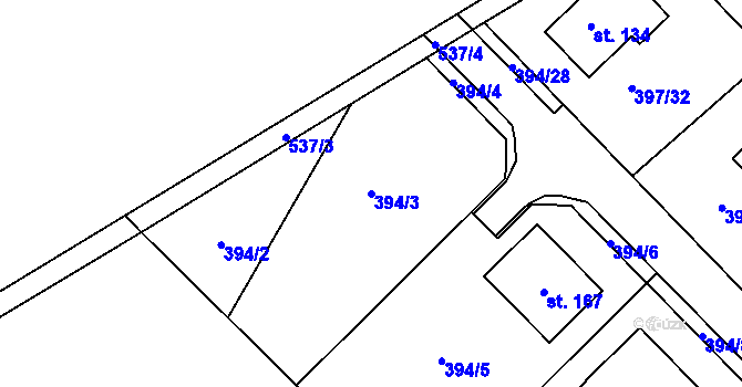 Parcela st. 394/3 v KÚ Staročernsko, Katastrální mapa