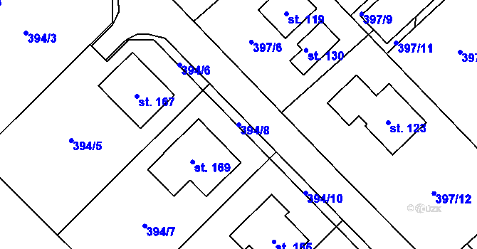 Parcela st. 394/8 v KÚ Staročernsko, Katastrální mapa