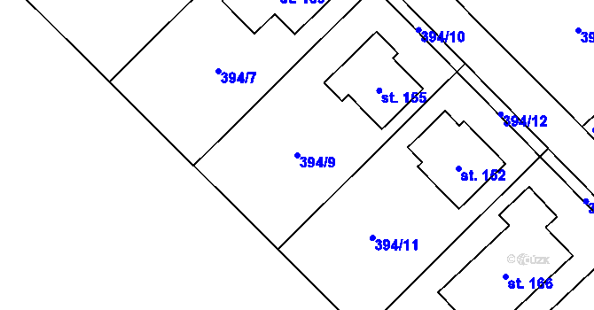 Parcela st. 394/9 v KÚ Staročernsko, Katastrální mapa
