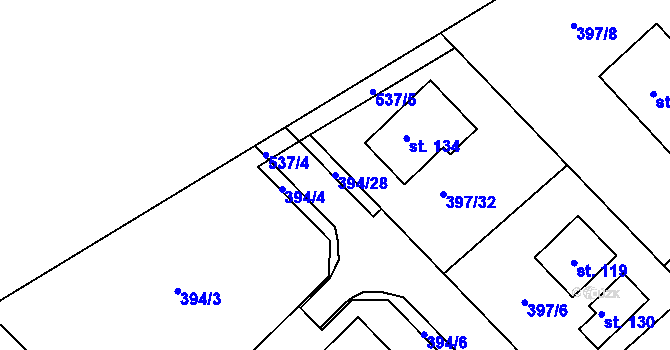 Parcela st. 394/28 v KÚ Staročernsko, Katastrální mapa