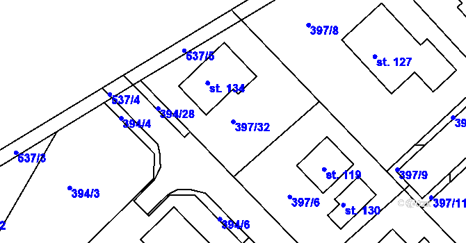 Parcela st. 397/32 v KÚ Staročernsko, Katastrální mapa