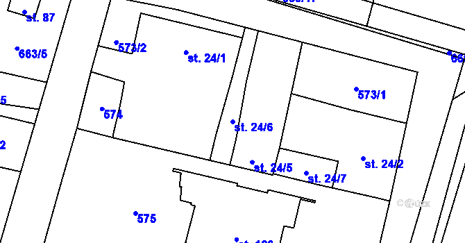 Parcela st. 24/6 v KÚ Staročernsko, Katastrální mapa