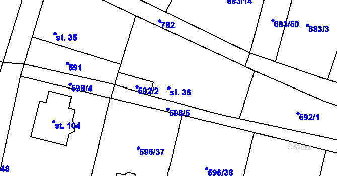 Parcela st. 36 v KÚ Staročernsko, Katastrální mapa