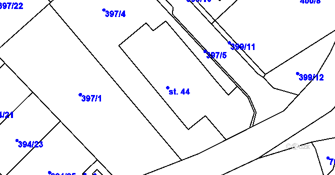 Parcela st. 44 v KÚ Staročernsko, Katastrální mapa