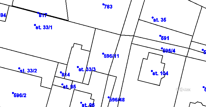 Parcela st. 596/11 v KÚ Staročernsko, Katastrální mapa