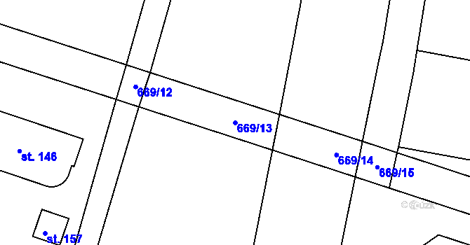 Parcela st. 669/13 v KÚ Staročernsko, Katastrální mapa