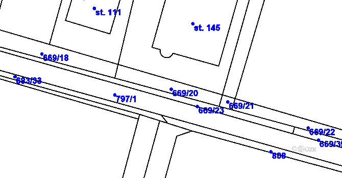 Parcela st. 669/20 v KÚ Staročernsko, Katastrální mapa