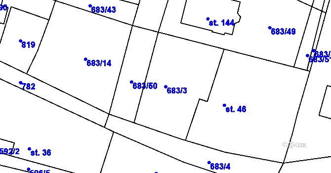 Parcela st. 683/3 v KÚ Staročernsko, Katastrální mapa
