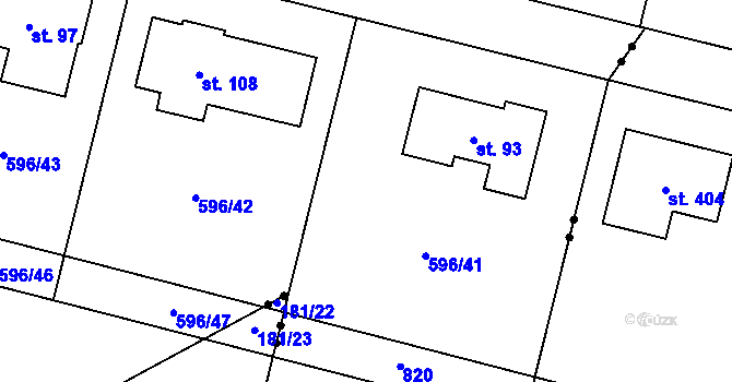 Parcela st. 596/41 v KÚ Staročernsko, Katastrální mapa