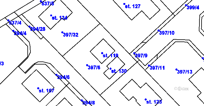 Parcela st. 119 v KÚ Staročernsko, Katastrální mapa