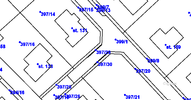 Parcela st. 397/29 v KÚ Staročernsko, Katastrální mapa