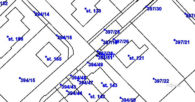 Parcela st. 397/38 v KÚ Staročernsko, Katastrální mapa