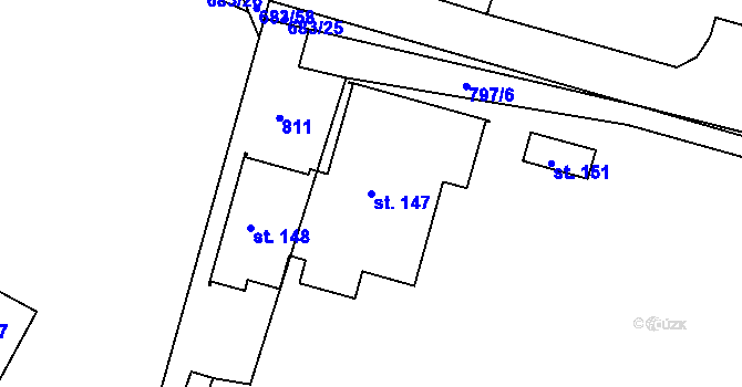 Parcela st. 147 v KÚ Staročernsko, Katastrální mapa