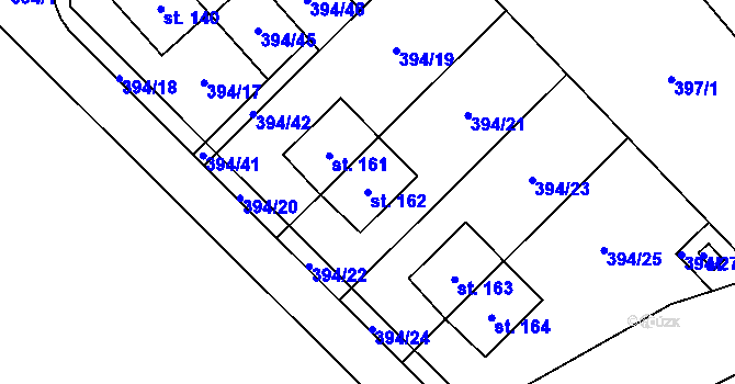 Parcela st. 162 v KÚ Staročernsko, Katastrální mapa