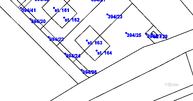Parcela st. 164 v KÚ Staročernsko, Katastrální mapa