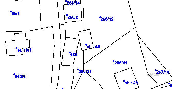 Parcela st. 146 v KÚ Černava, Katastrální mapa