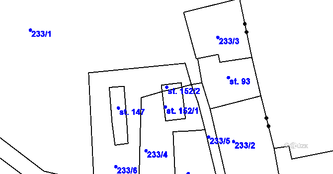 Parcela st. 152/2 v KÚ Černava, Katastrální mapa