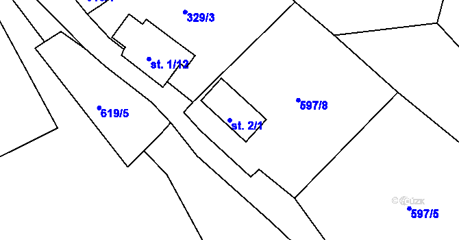 Parcela st. 2/1 v KÚ Černava, Katastrální mapa