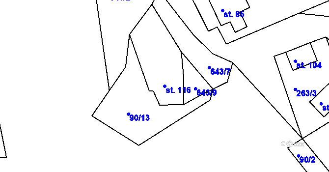 Parcela st. 116 v KÚ Černava, Katastrální mapa