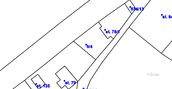 Parcela st. 9/4 v KÚ Černava, Katastrální mapa