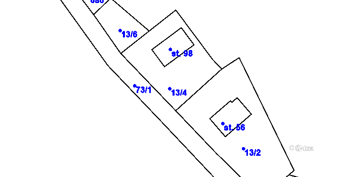 Parcela st. 13/4 v KÚ Černava, Katastrální mapa