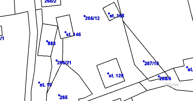 Parcela st. 266/11 v KÚ Černava, Katastrální mapa