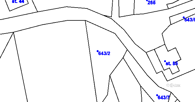 Parcela st. 643/2 v KÚ Černava, Katastrální mapa