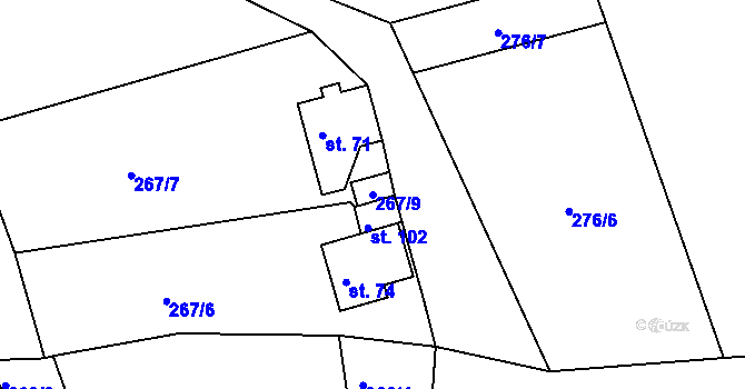 Parcela st. 267/9 v KÚ Černava, Katastrální mapa