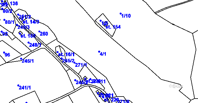 Parcela st. 4/1 v KÚ Rájec u Černavy, Katastrální mapa