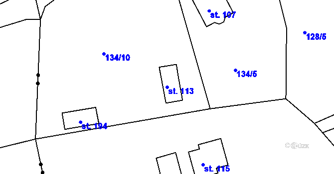 Parcela st. 113 v KÚ Rájec u Černavy, Katastrální mapa