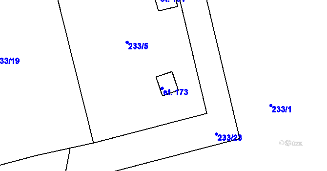 Parcela st. 173 v KÚ Rájec u Černavy, Katastrální mapa