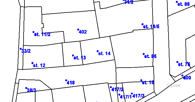 Parcela st. 14 v KÚ Černčice u Loun, Katastrální mapa