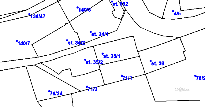 Parcela st. 35/1 v KÚ Černčice u Loun, Katastrální mapa