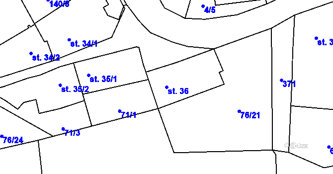 Parcela st. 36 v KÚ Černčice u Loun, Katastrální mapa