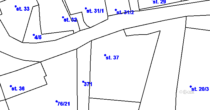 Parcela st. 37 v KÚ Černčice u Loun, Katastrální mapa